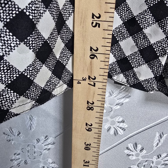 Vintage Maggy London Silk Skirt Set Woman 8 Black White Gingham Floral Old Money - Picture 10 of 13